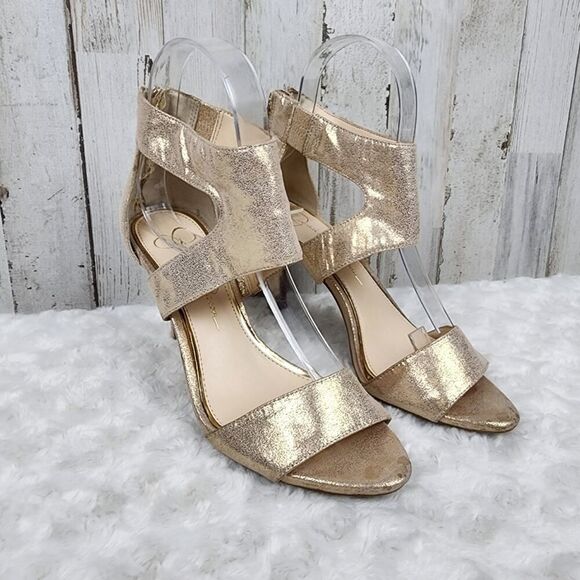 Jessica Simpson Mekos Open Toe Sandals Gold Size 6 - Picture 1 of 8